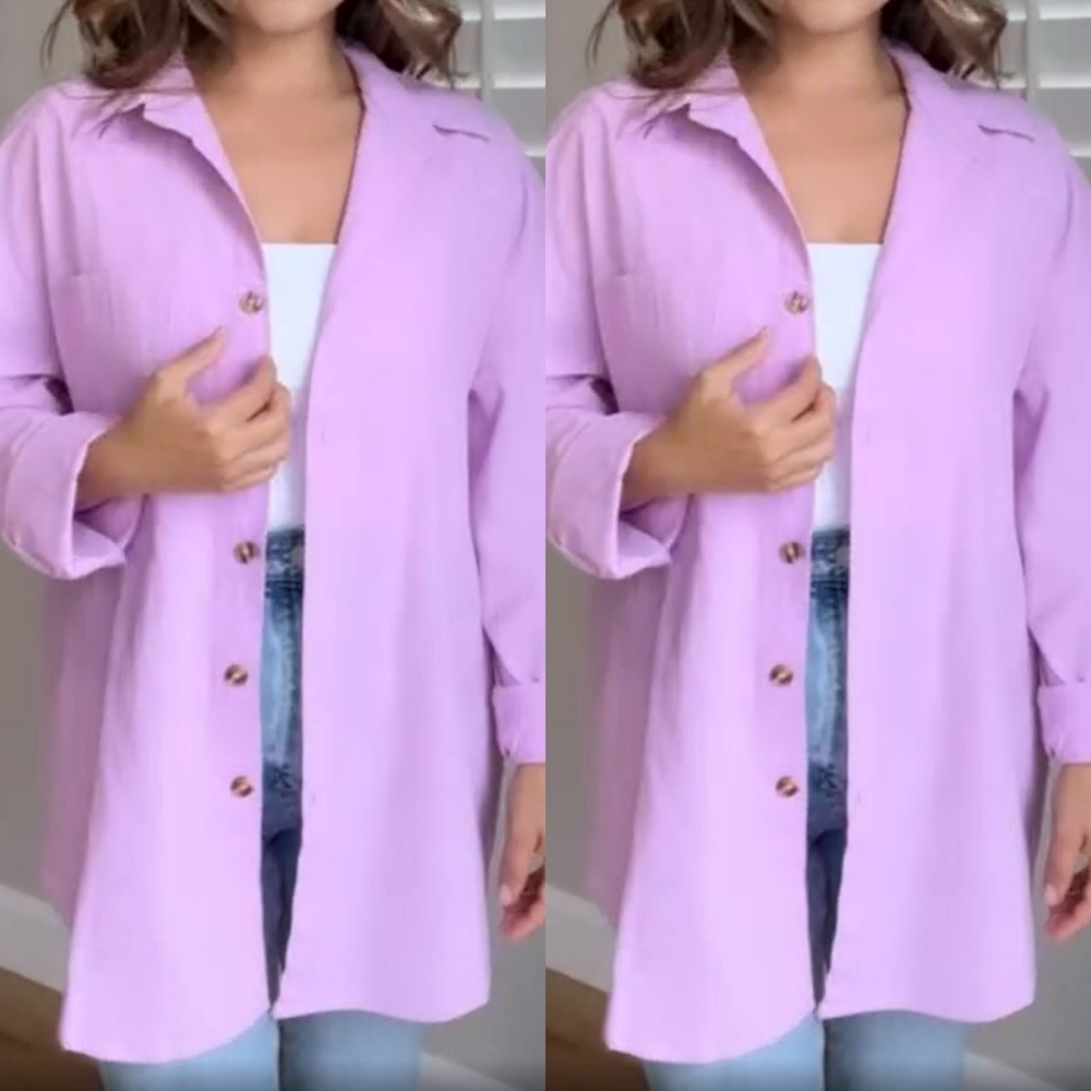 Elegant Lilac Button-Down Women's Shirt